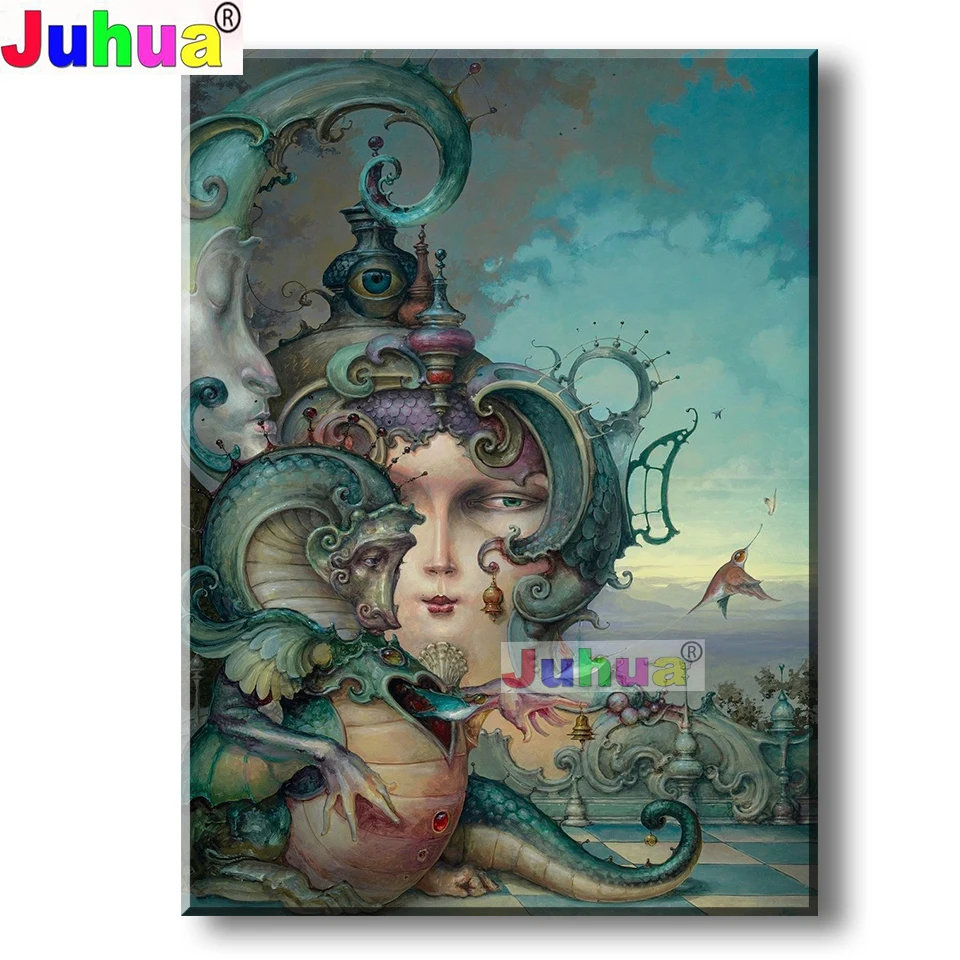 

Мультяшный замок абстрактная мозаика 5d Сделай Сам алмазная живопись полный квадрат круглая Дрель Стразы наборы для вышивки портрет животн...