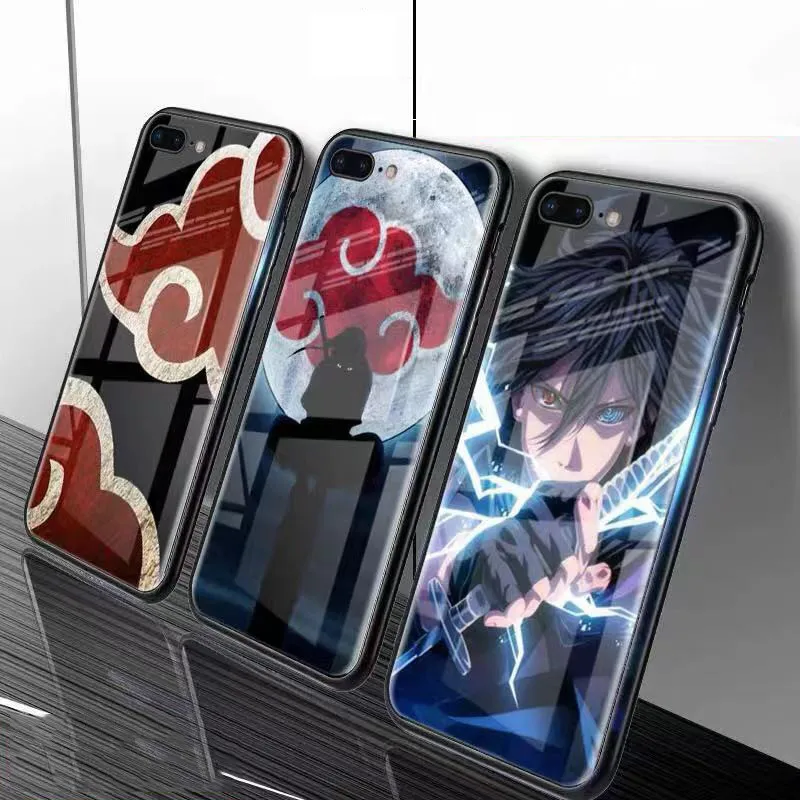 Роскошный светящийся чехол Comic Наруто для iphone 11 PRO Max 10 X XR XS MAX 6 6s 7 8 plus Coque Noctilucous glass