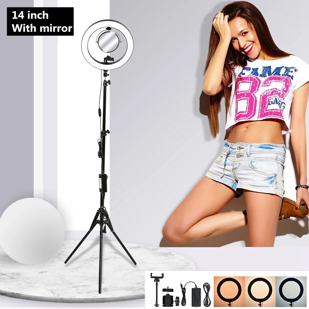 

14 inch Selfie Ring Light LED Video Light Ring Lamp With Tripod Photographic lighting Ringlight For Camera Phone Makeup Youtube