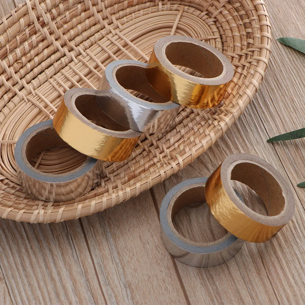 1 рулон клейкой Серебряные золотые тиснения лента Washi Скрапбукинг Рождественский