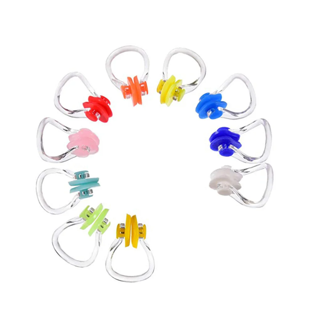 

10PCS Comfortable Silicone Swimming Nose Clip Reusable Surfing Diving Swim Nose Clips for Adults Children(Random Color)