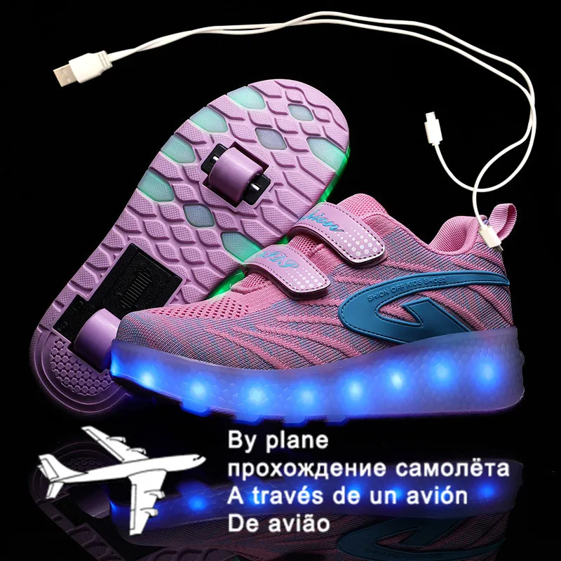 

Children Roller Skate Casual Shoes USB Charging Boys Girl Automatic Jazzy LED Lighted Flashing Kids Glowing Sneakers with Wheels