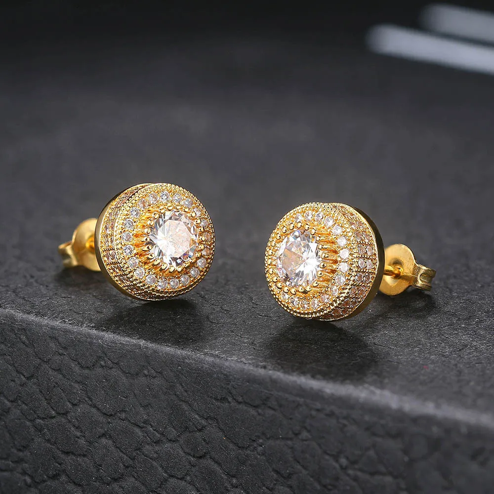 

1 Pair Full Diamond Inlaid Stud Earrings Zircon Inlaid Hip-hop Punk Trend Fashion Men’s Earrings Party Holiday Jewelry Gifts