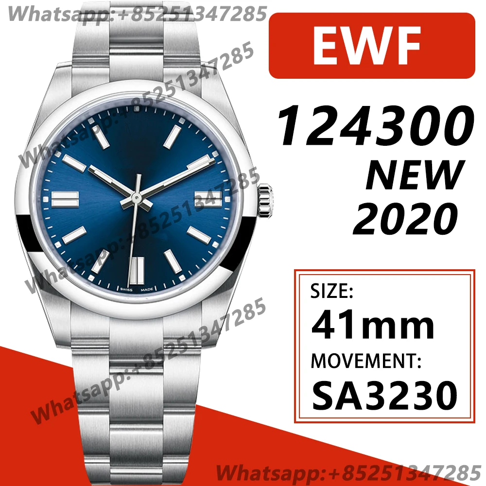 

Men's Mechanical 2020 New Model Luxury Watch Oyster Perpetual 41mm 124300 EWF Best Edition 1:1 904L SS Bracelet 3230 AAA Replica
