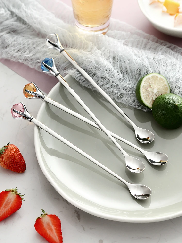 Onlycook Творческий алмаз длинной ручкой 304 ложка для перемешивания молока из нержавеющей стали