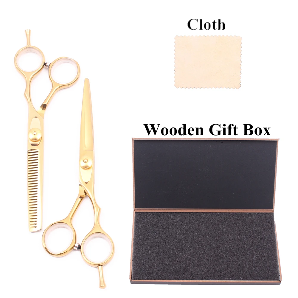 Профессиональные Парикмахерские ножницы 6 дюймов JP Сатиновые золотые для