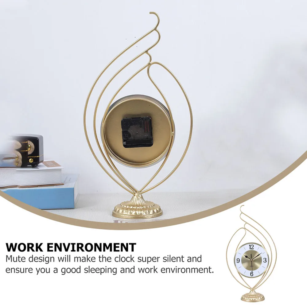 

1pc Creative Metal Clock Living Room Decorative Table Clock Desk Clock Adornment