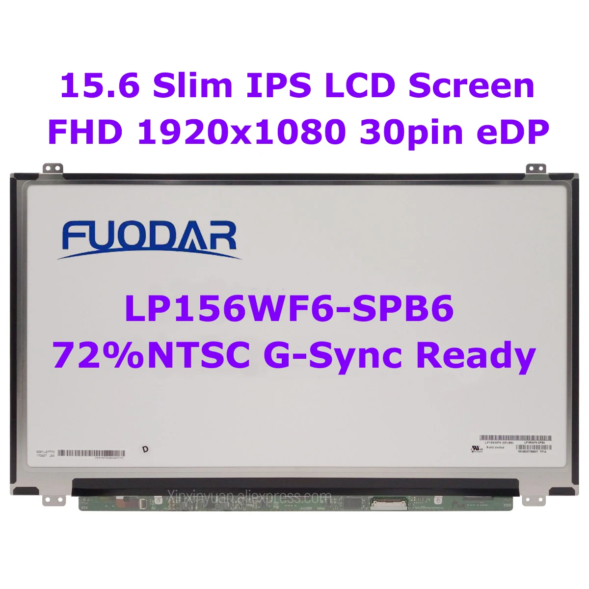 

LP156WF6-SPB6 G-Sync Ready For DELL Alienware 15R4 15.6” Laptop LCD Screen 72% NTSC IPS LED Display Panel FHD1920x1080 30pin eDP