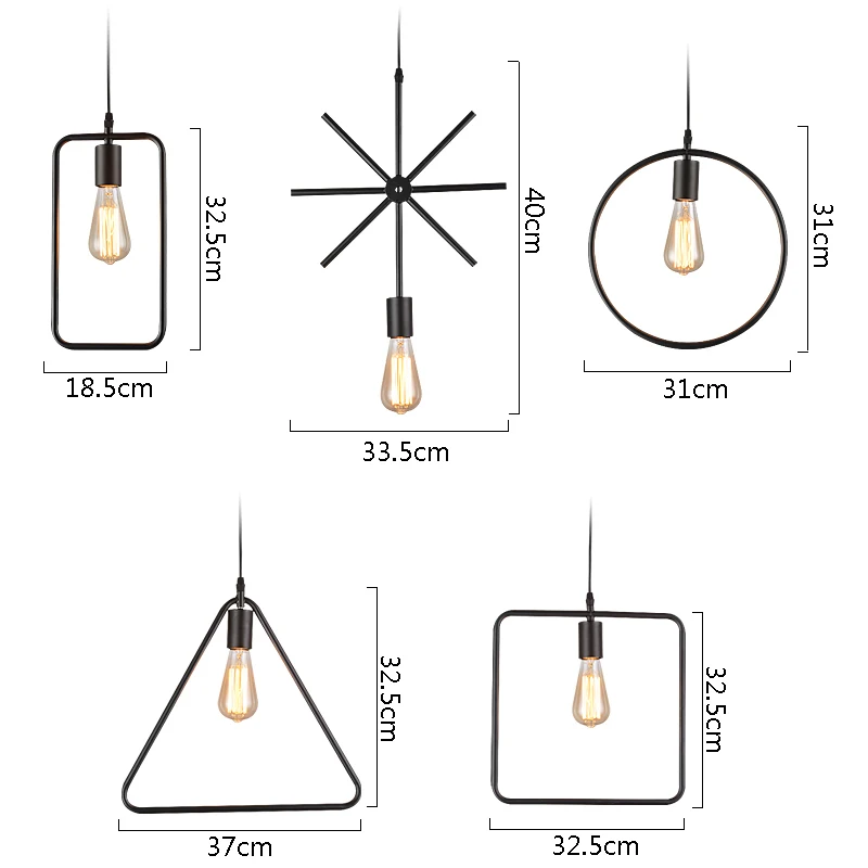 

Pendant Lights Loft Iron Pendant Lamp Geometric Hanging Lights Creative Industrial Restaurant Study E27 Suspension Luminaire