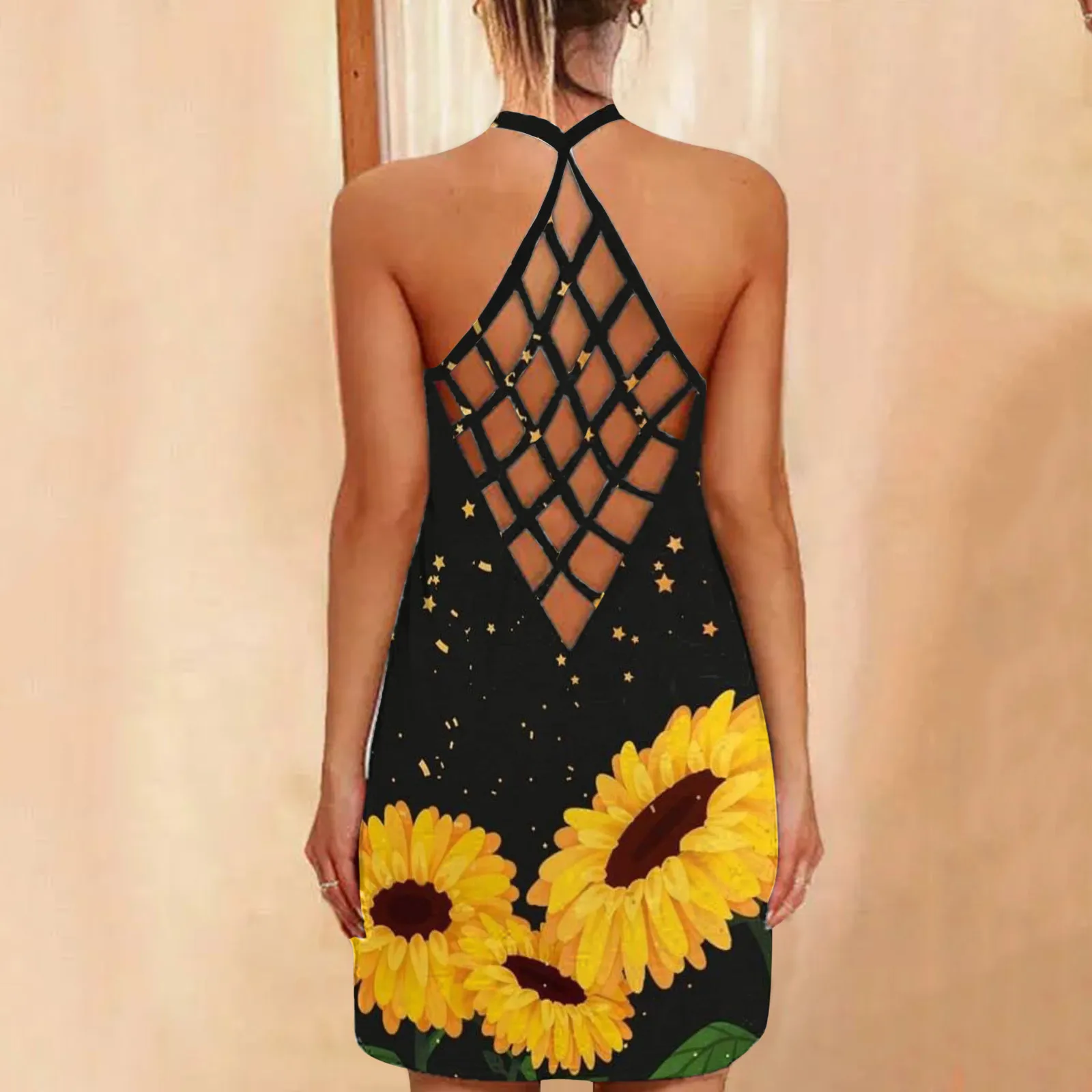 

40# Polka Dot Dress Woman Halter Sheath Open Back Dress Vintage Dress Sexy Sleeveless Strap Open Back Summer Dress 2021 Vestidos