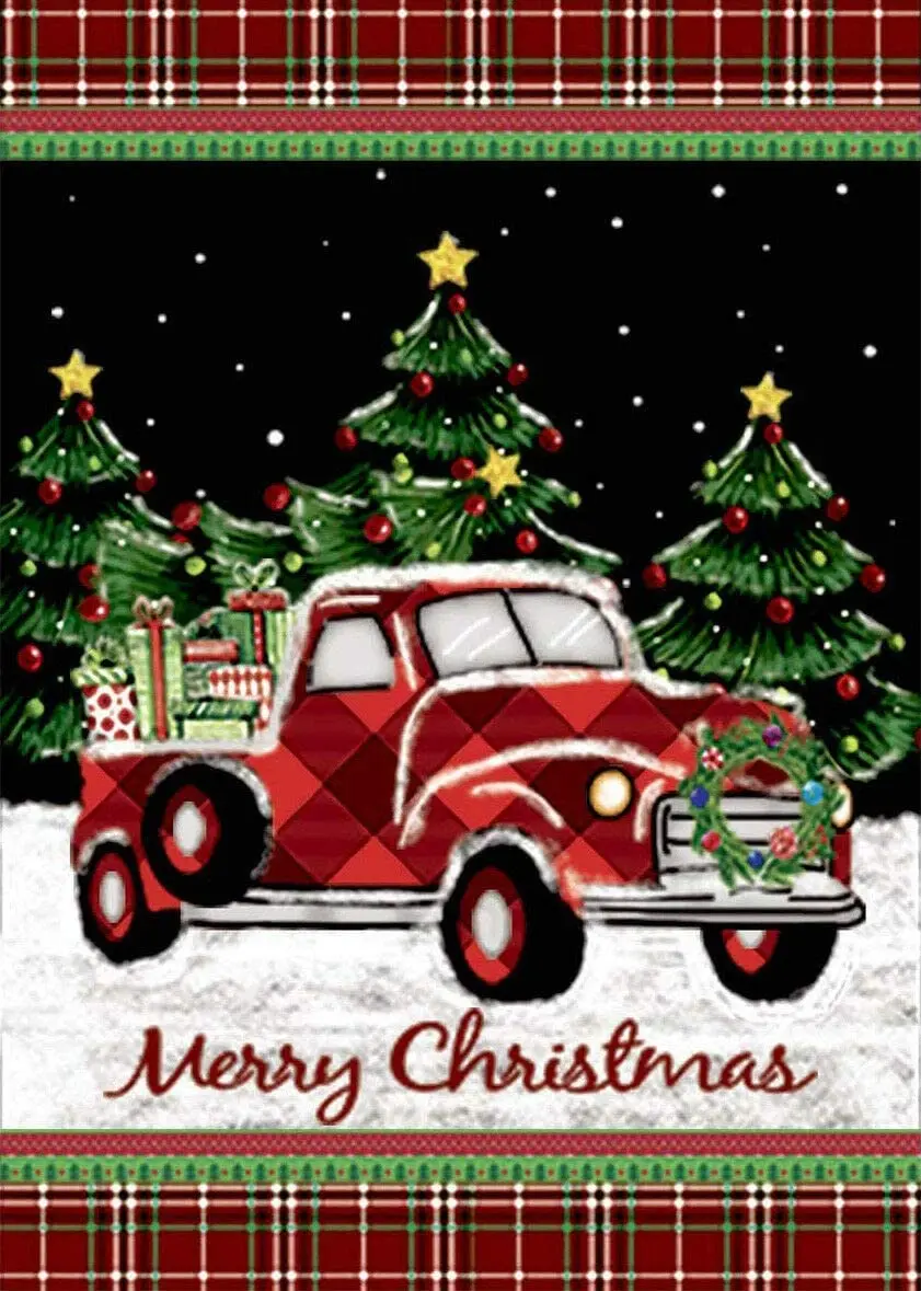 

Christmas Red Truck Fireplace Sock Candle Metal Tin Sign Retro Kitchen Yard Bedroom Restaurant Farm Bar Amusement Park Iron