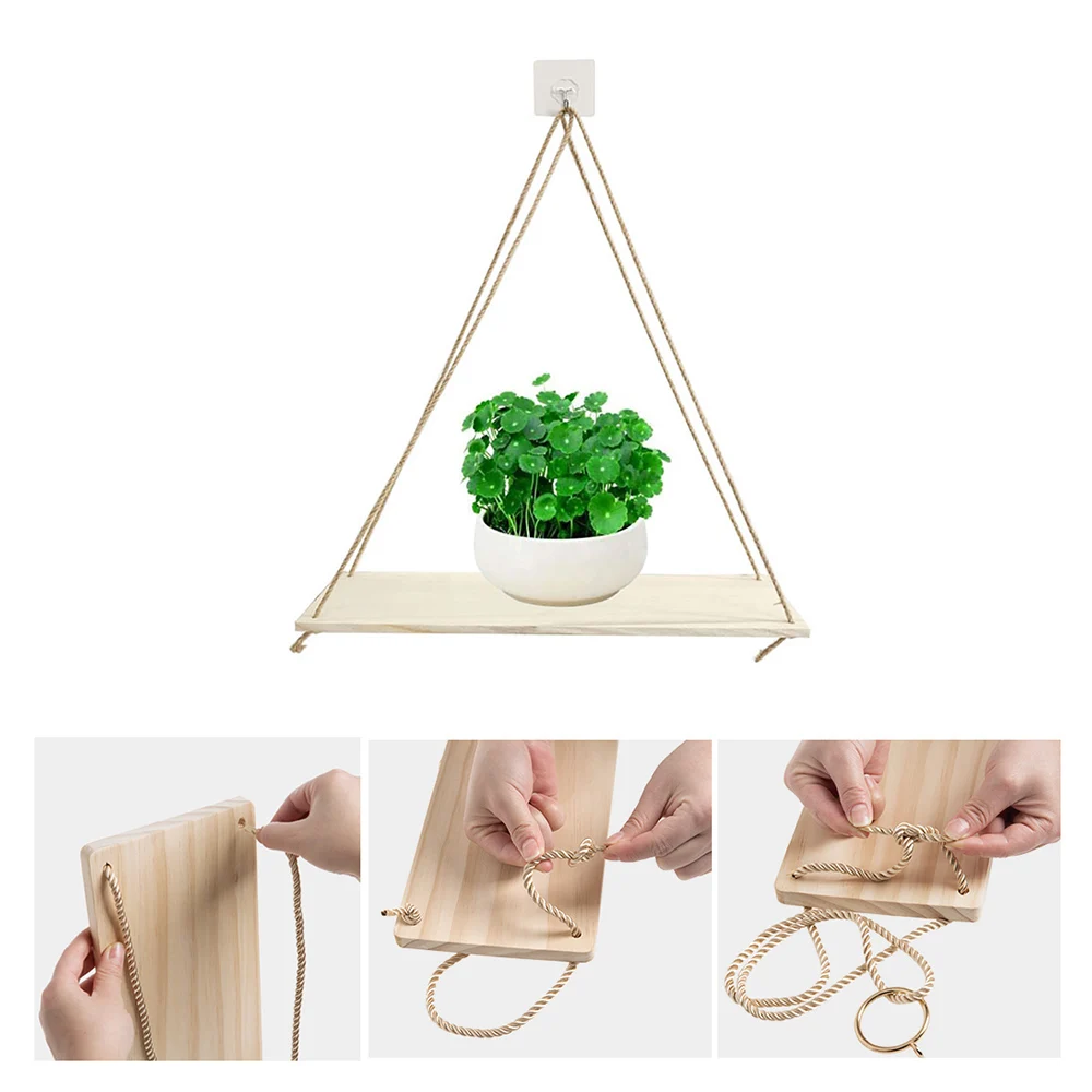 Деревянная Декоративная Настенная подвесная полка веревка для качелей