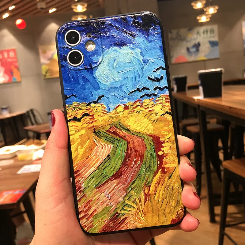 

phone case painting illustration Van gogh pintura a leo telefone capinhas para iphone XR caso abstrato arte capa tras