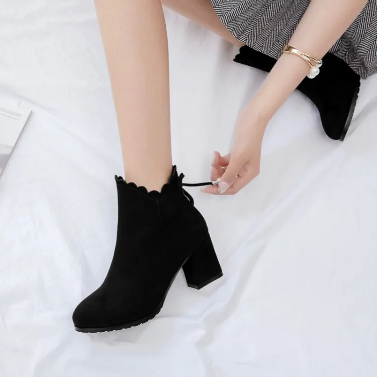 Big Size 9 10 11 12 boots women shoes ankle for ladies woman winter Solid color round head metal trim | Обувь