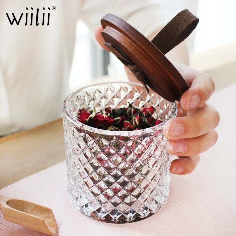 Стеклянная емкость для хранения кофейных зерен еды 600 мл чая кофе специй с