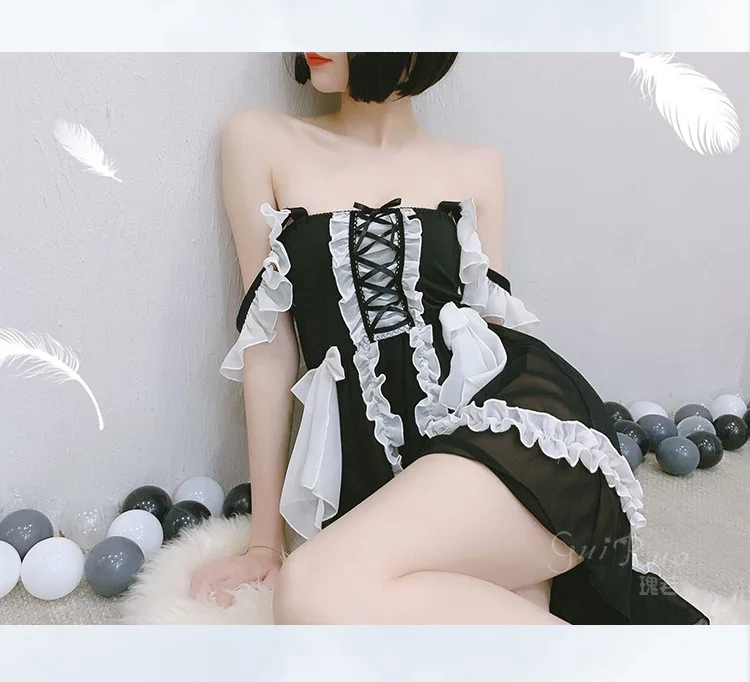 

Japanese Edge Belt Maid Uniform Nice Cosplay Costume Seduction Nightmare Women School Lingerie Set Strik Kawaii Maid Outfits
