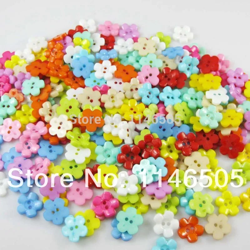 100 шт./лот Детские пуговицы для одежды в форме цветка 2 холста 15 мм Швейные Детские Пуговицы декоративные пуговицы «сделай сам» для скрапбукинга