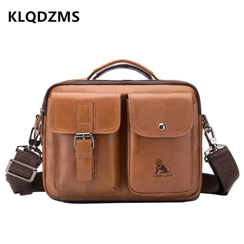 KLQDZMS Genuine Leather Men's Messenger Bag Business Briefcase Office Business Handbag Personalized  Travel Bag Hot Sell