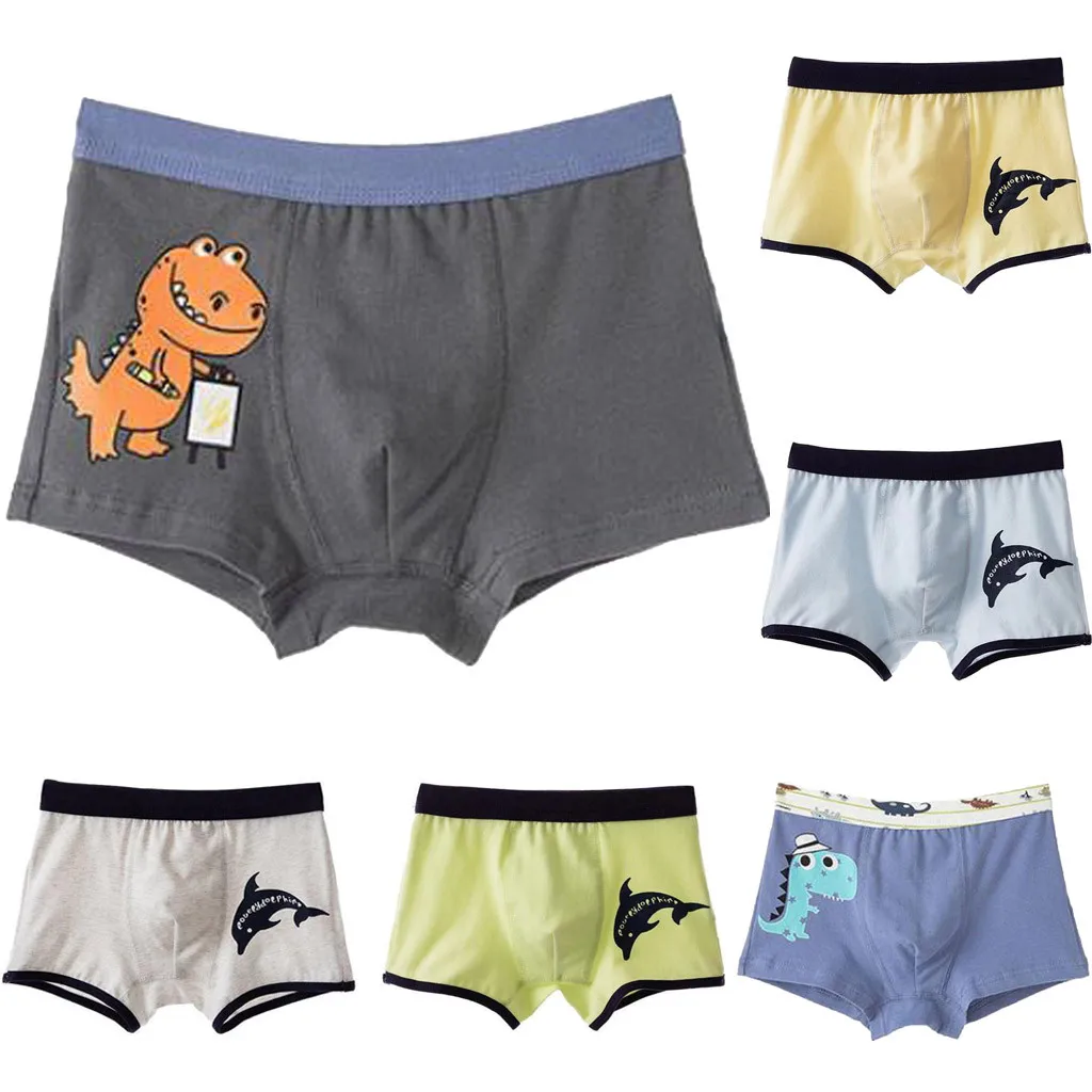 Трусы для мальчиков летние тонкие трусы боксеры с мультяшным принтом животных