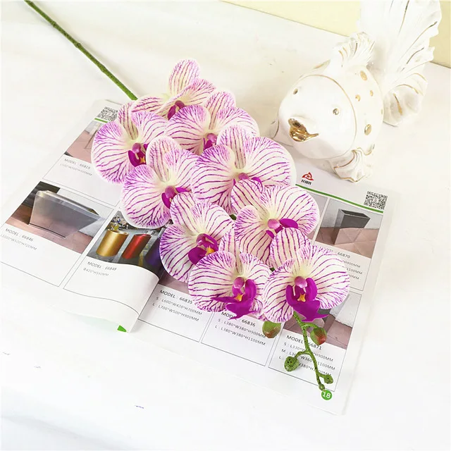 5 flowers 4 leaves 1 компл. Высокого качества орхидеи чувство руки цветок стол Цветочная композиция без вазы - Цвет: 5 flowers 4 leaves