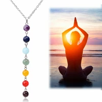 fashion 7 chakra beads pendant necklace yoga reiki healing balancing necklaces jewelry decoration ornaments gifts