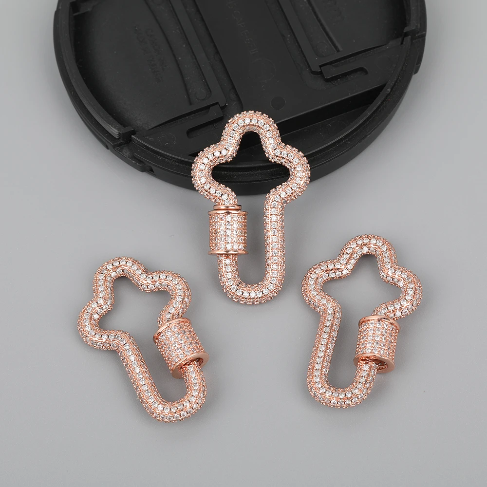 

5pcs/Lot 23X25mm CZ Micro Paved Cross Shape Lock Clasps Cubic Ziron Carabiner Connector Clasps For DIY Necklace Jewelry Findings