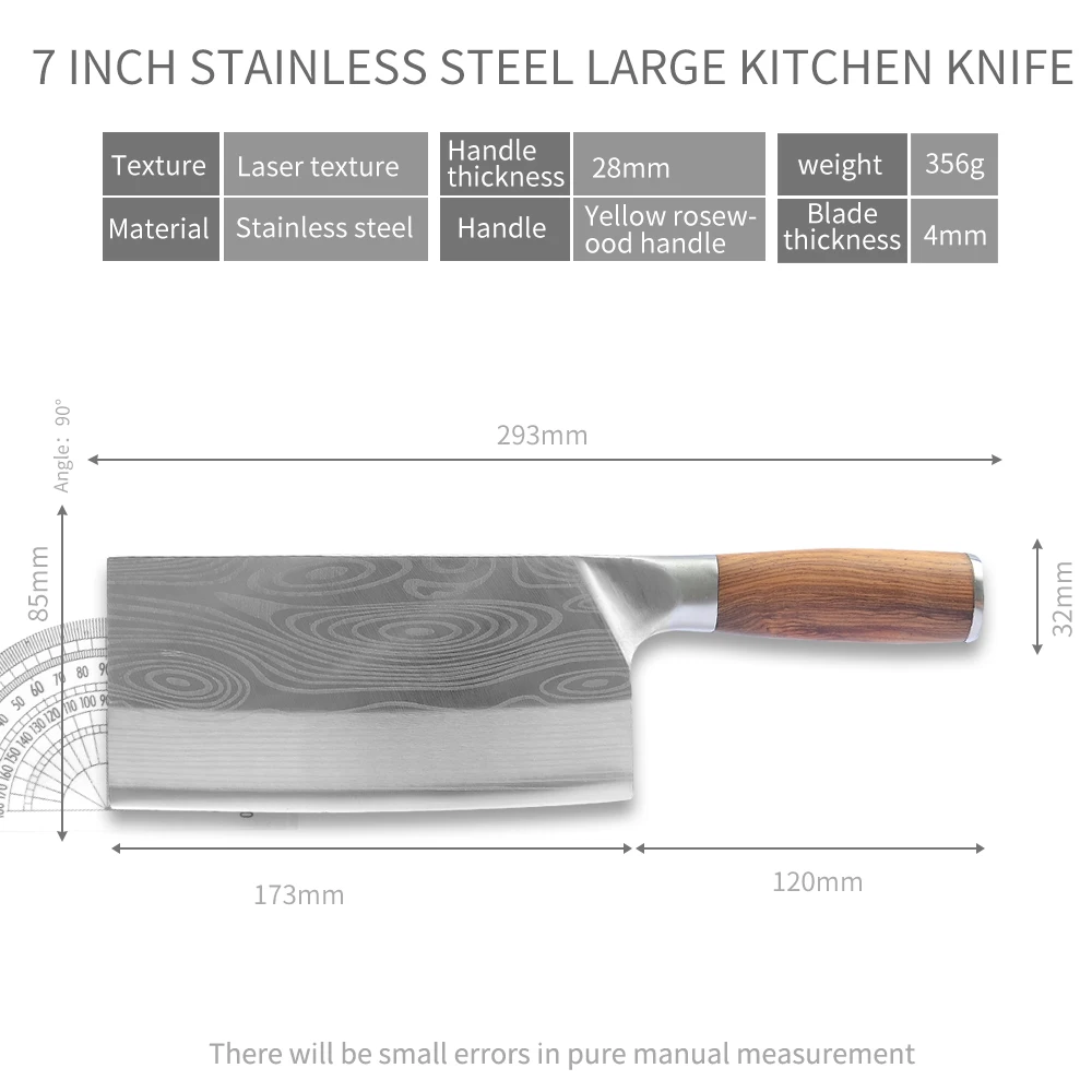 

7 Inch Chinese Slicing Knives Super Sharp Blade Vegetable Meat Fish Knife 4Cr13 Stainless Steel Kitchen Cooking Knives Cleaver