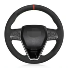 Чехол рулевого колеса автомобиля мягкая черная натуральная кожа замша для Toyota Corolla RAV4 Avalon 2019-2020 Camry 2018-2020