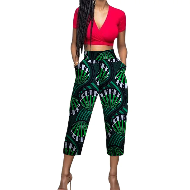 Женские брюки до щиколотки свободные с Африканским принтом женские наряды