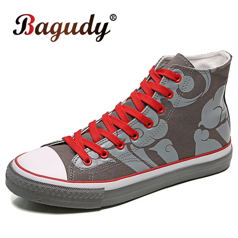 

High Top Men's Vulcanize Casual shoes Comfortable Non-slip Skateboard shoes man Fashion boy Canvas shoes Outdoor Soft Sole shoes