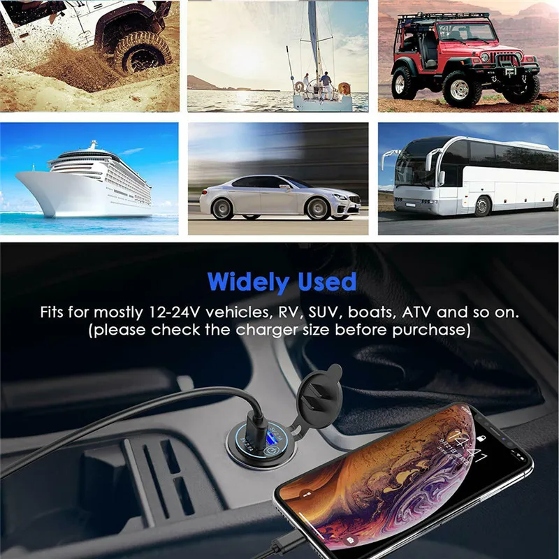 Двойное зарядное устройство USB для автомобиля со светодиодным индикатором| |