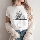 Рубашка для чтения книг с цветами, Милая футболка для чтения, футболки для любителей книг, рубашки с цветами с дикими цветами, лучший подарок, женские футболки, топы