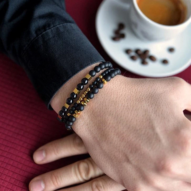 

Bead Armband Matte Schwarz Stein Bead Armband Sets Schmuck Geschenk