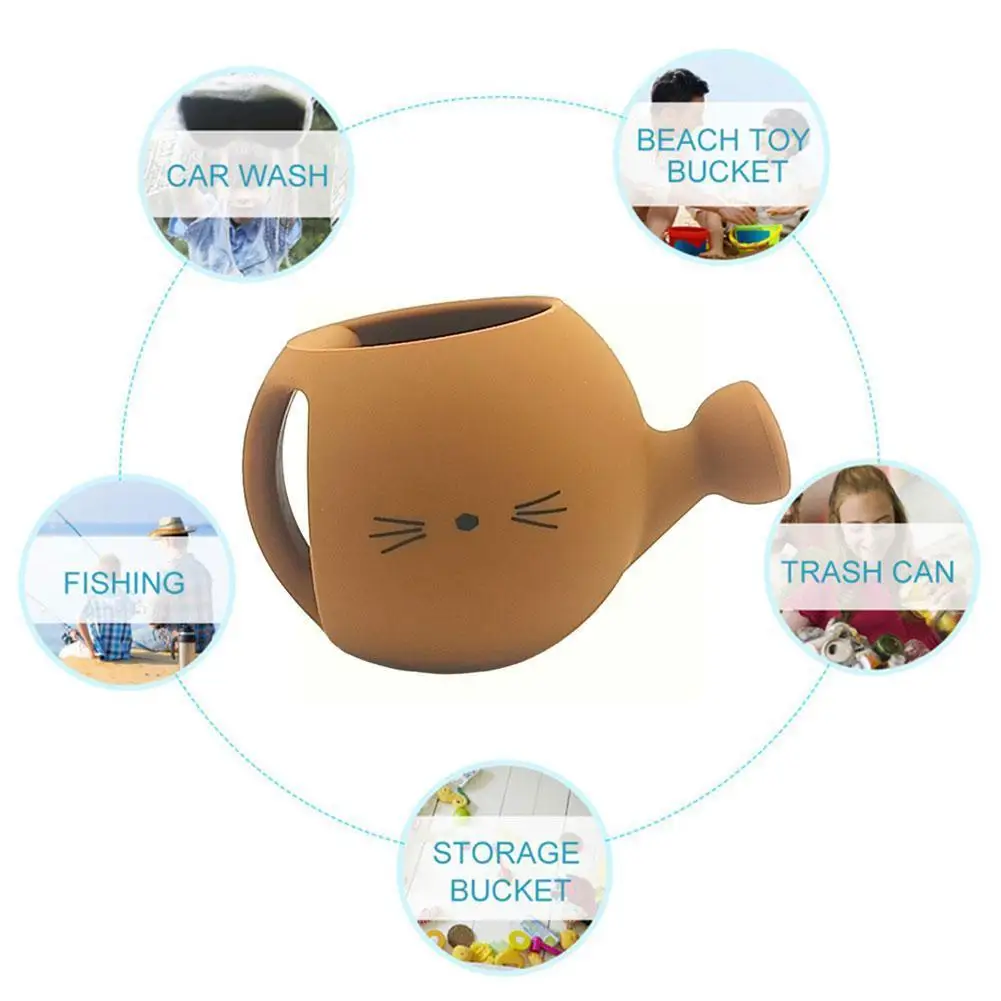 

4 Color Cute Pattern Pot Silicone Children Beach Toys Play Seaside Dredging Interactive Water Parent-child Outdoor Kettle P E9E9