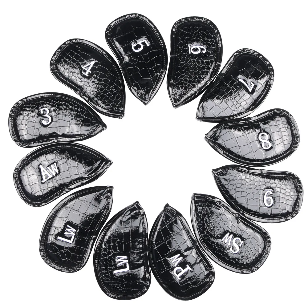 

12Pcs/Set PU Leather Golf Iron Head Covers Club Headcover Waterproof For Golf Iron Club Set 3-SW Universal Iron Club Headcovers