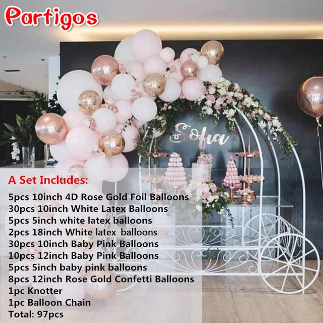 

97pcs White Baby Pink Latex Balloon Garland Arch Rose Gold 4D Foil Balloons Birthday Baby Shower Wedding Party Helium Balloons