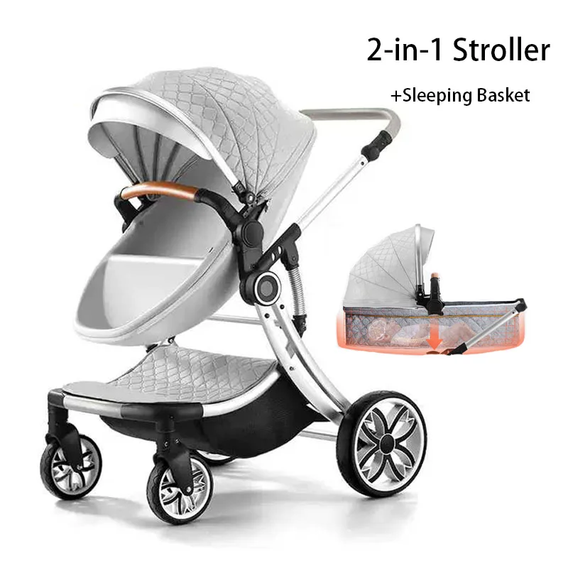 Высоко Ландшафтная детская коляска из алюминиевого сплава с корзиной для сна