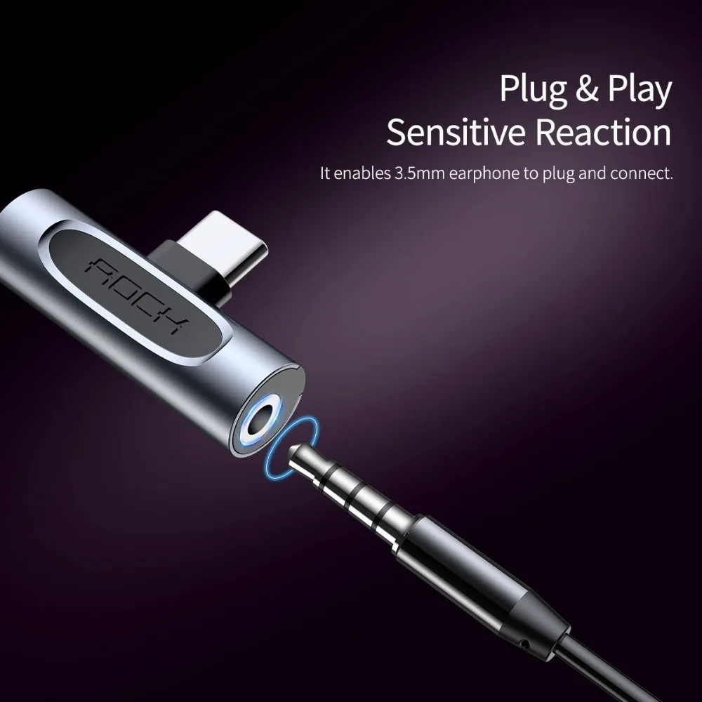 ROCK Metal Тип C до 3,5 мм разъем адаптер для Xiaomi Mi 8 huawei mate 10 20 P20 Pro RS Nubia Z18 type-C OTG USB-C USBC сплиттеры