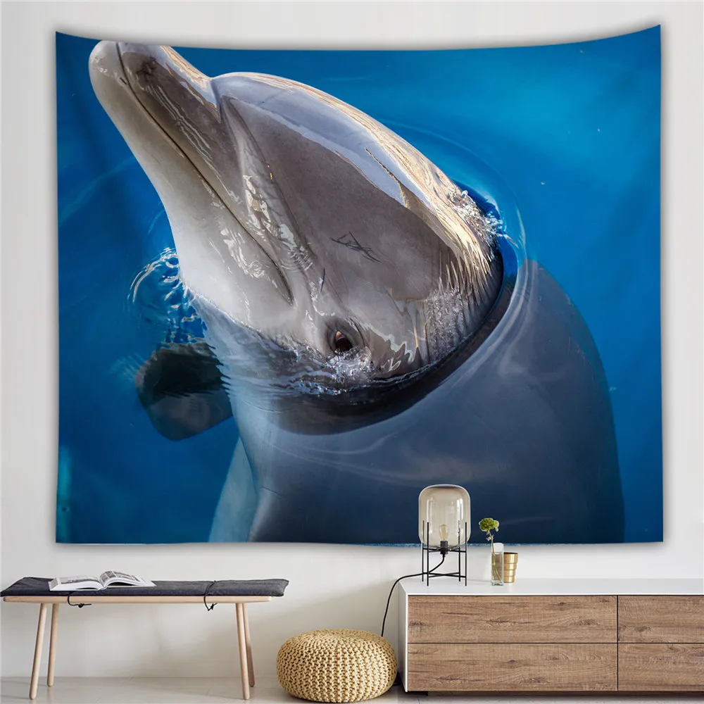 Индийский гобелен с мандалой Настенный 3D мультяшный мир дельфин пингвин