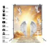 laeacco angel white wings photography background portrait photocall dove jesus cross custom backdrop for photo studio