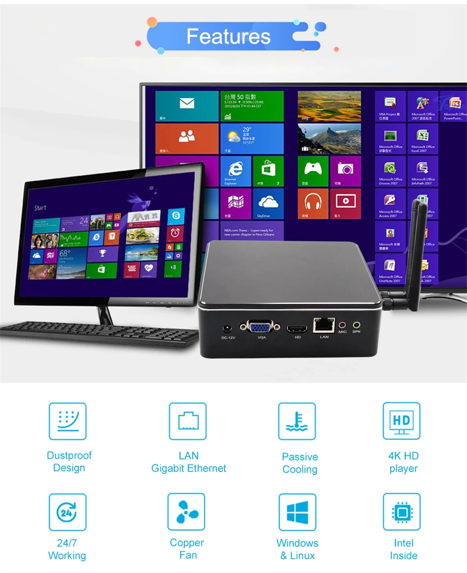 Настольные компьютеры мини ПК Intel Core i7 7567U i5 6287U i3 7167U Iris Plus графика Windows 10 Nuc Linux HDMI VGA 300M WiFi 6* USB