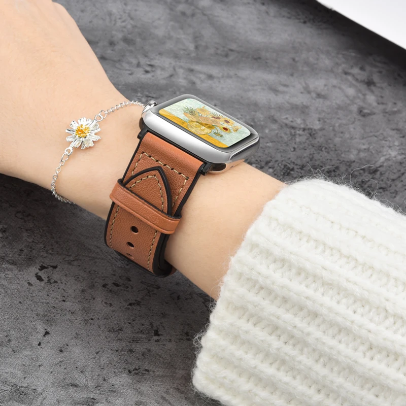 

strap for Apple watch band 38mm 42mm iWatch serie 6 SE 5 4 3 Genuine Leather Correa belt bracelet for apple watch band 44mm 40mm
