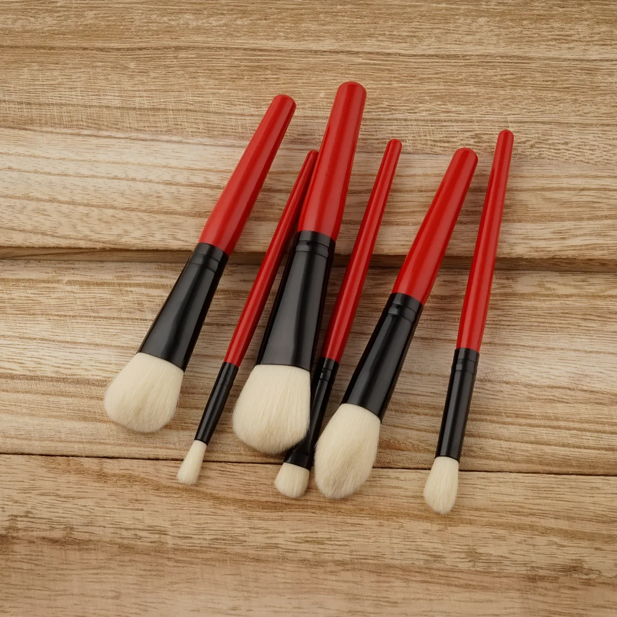 6 шт./компл. кисти для макияжа Профессиональная красная ручка пудра основа Тени