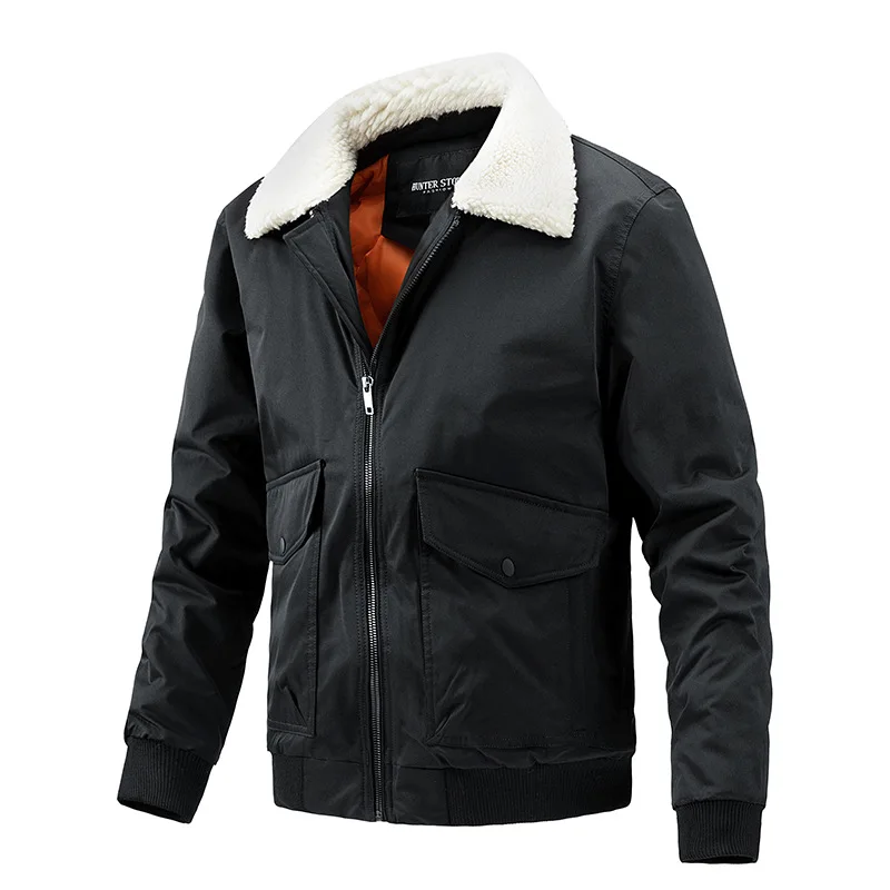 

Men's Thicken Puffer Jacket Water Resistant Jacket Trucker Jacket with Quilted Lined Tooling jacket
