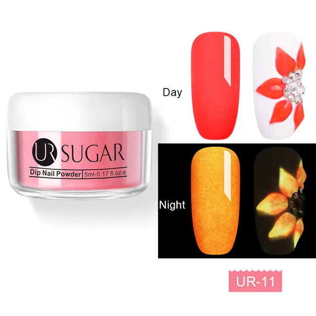 Luminous 11 Ur Sugar 5 мл флуоресцентный 3 в 1 Dip порошок для ногтей акриловая пудра для вырезания наращивание ногтей натуральный сухой без лампы - Цвет: Luminous 11