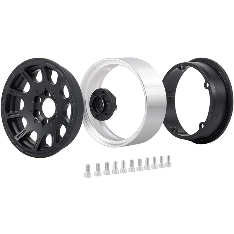 

4PCS 1/10 RC Rock Crawler 2.2Inch Beadlock Wheel Rims for Axial SCX10 RR10 Wraith 90048 90018 Traxxas TRX4 TRX6,Black