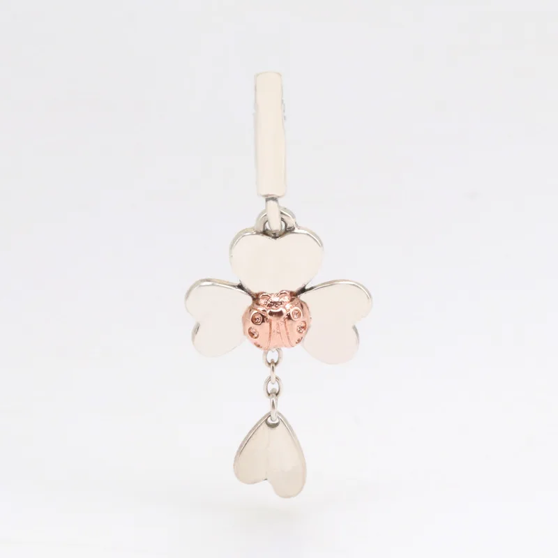 

Amas S925 Sterling Silver Four Leaf Clover And Ladybug Bracelet Bangle Pendant Fit Original Bracelet Necklace