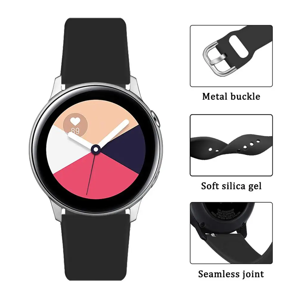Ремешок для часов Samsung Galaxy 20/22 мм 46 мм/42 мм/Active 2 Gear S3/S2/Sport Силиконовый Браслет Huawei