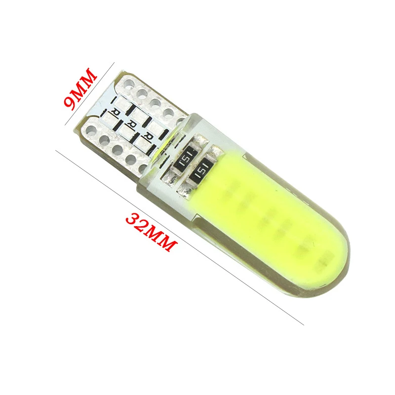 100 шт. силиконосветодиодный светодиод T10 5W5 W5W COB автомобильный внутренний свет 12 В