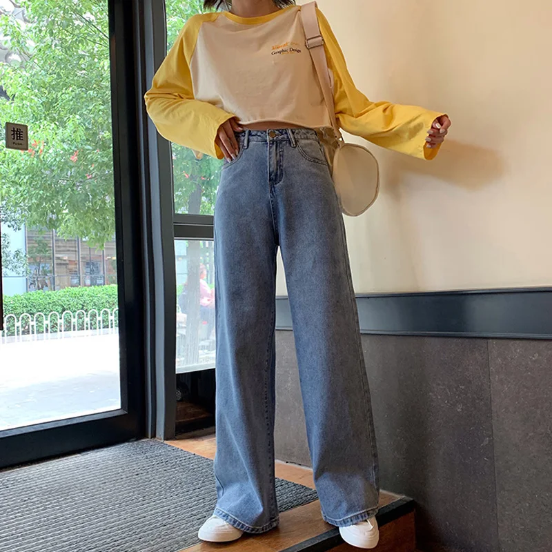 Mozuleva High Waist Loose Straight Wide Leg Jeans Women Pants 2019 Leisure Female All-match Oversized Trousers Denim Jean |